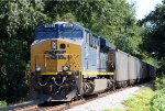 CSX 905 pushes on the rear of a loaded coal train